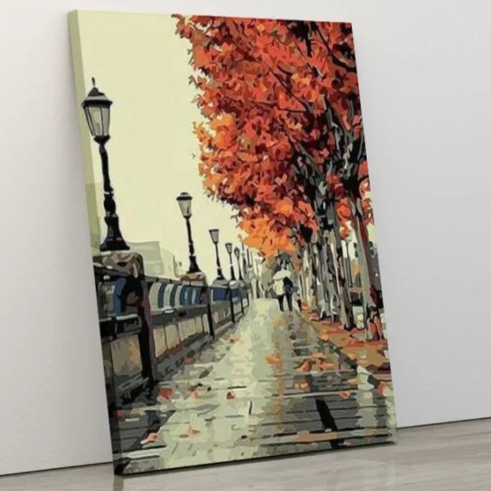 ⭐ Autum Trees Lining the Bridge Paint by Number